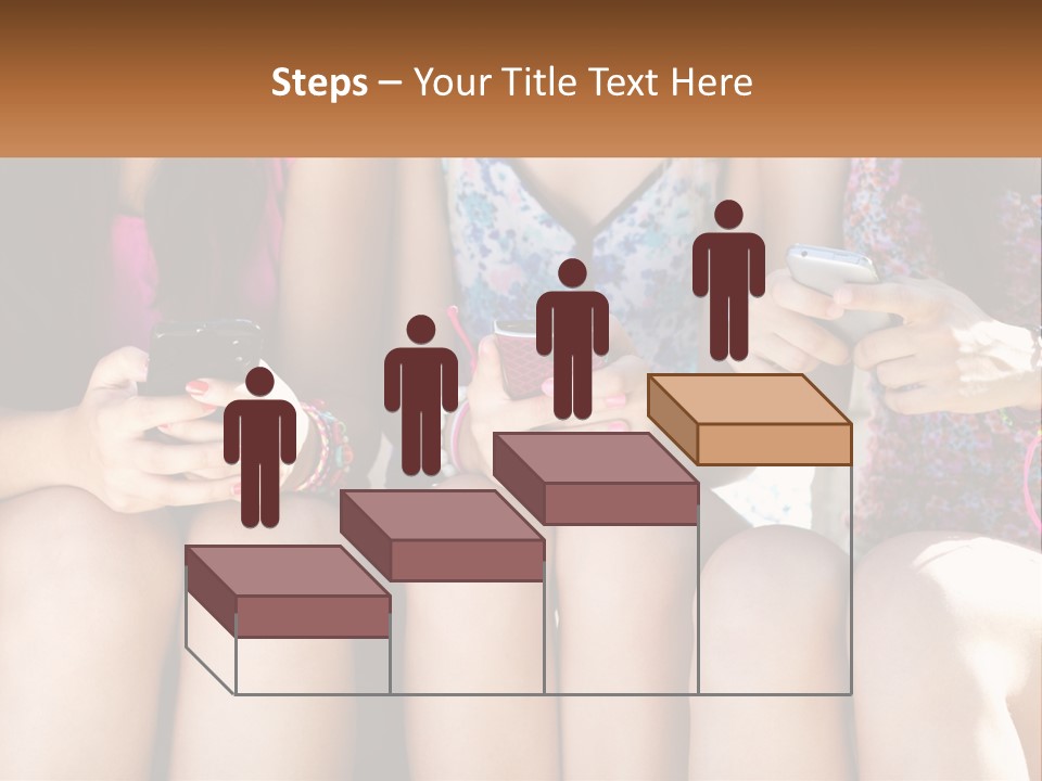 A Group Of Women Sitting Next To Each Other Holding Cell Phones PowerPoint Template