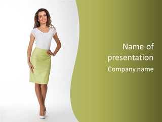 A Woman In A Yellow Skirt Is Posing For A Picture PowerPoint Template