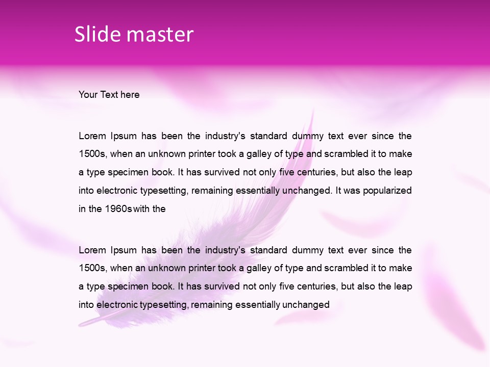 A Purple Feather Is Flying In The Air PowerPoint Template