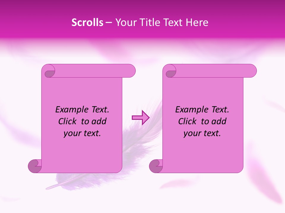A Purple Feather Is Flying In The Air PowerPoint Template