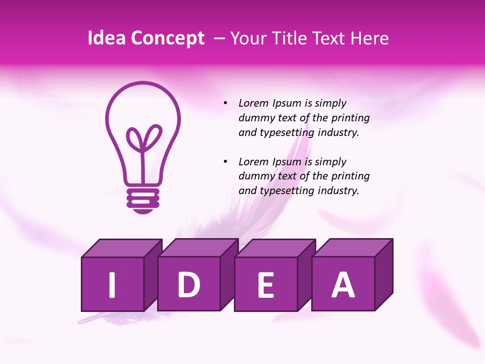A Purple Feather Is Flying In The Air PowerPoint Template