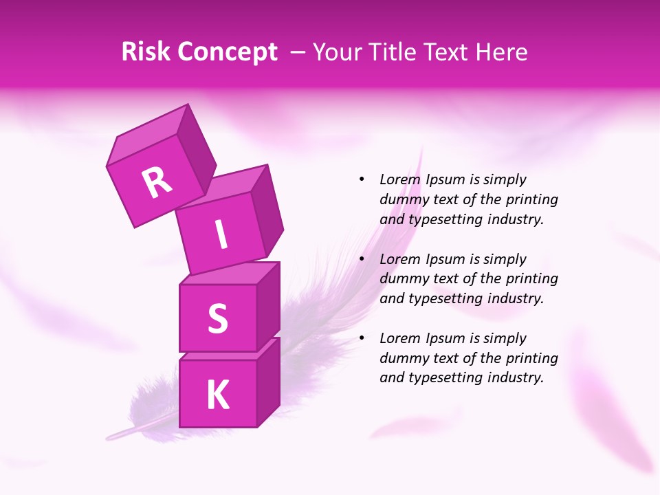 A Purple Feather Is Flying In The Air PowerPoint Template