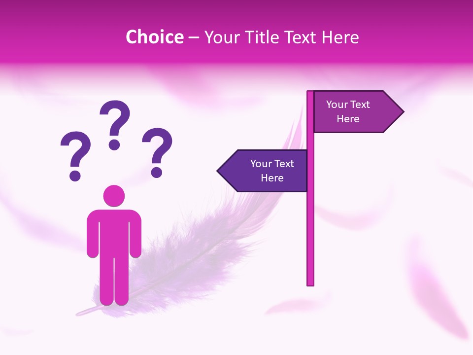 A Purple Feather Is Flying In The Air PowerPoint Template