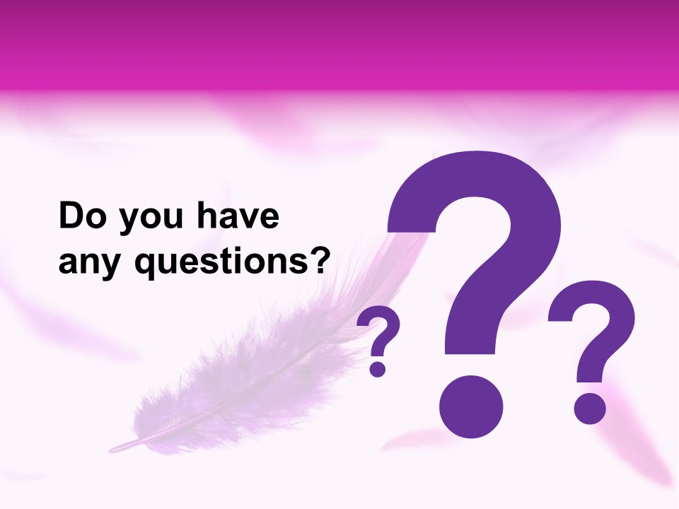 A Purple Feather Is Flying In The Air PowerPoint Template