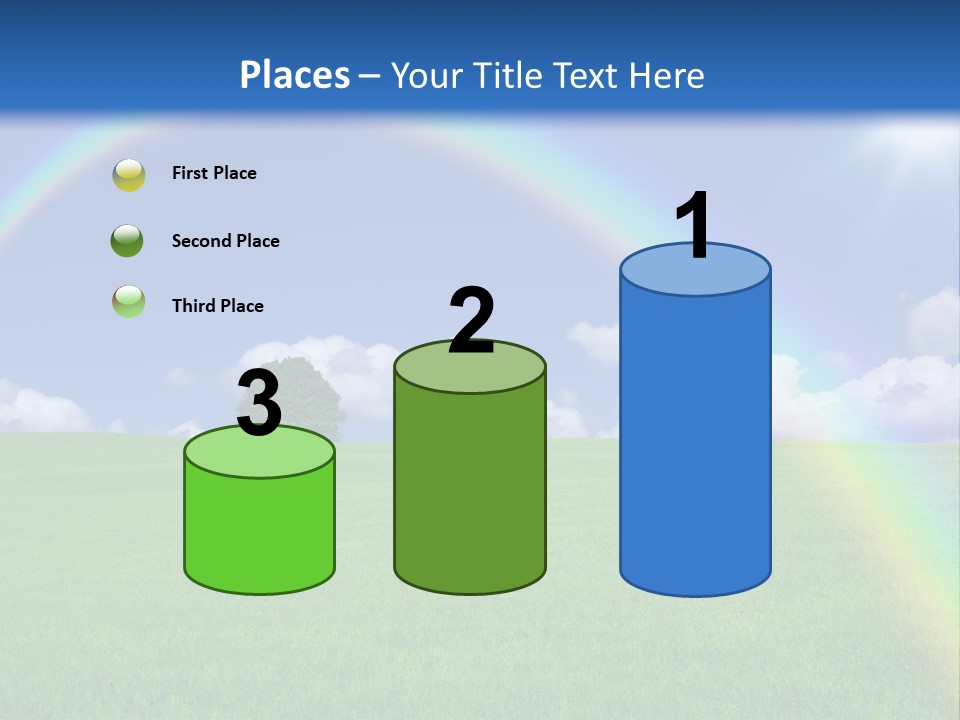 A Green Field With A Rainbow In The Sky PowerPoint Template