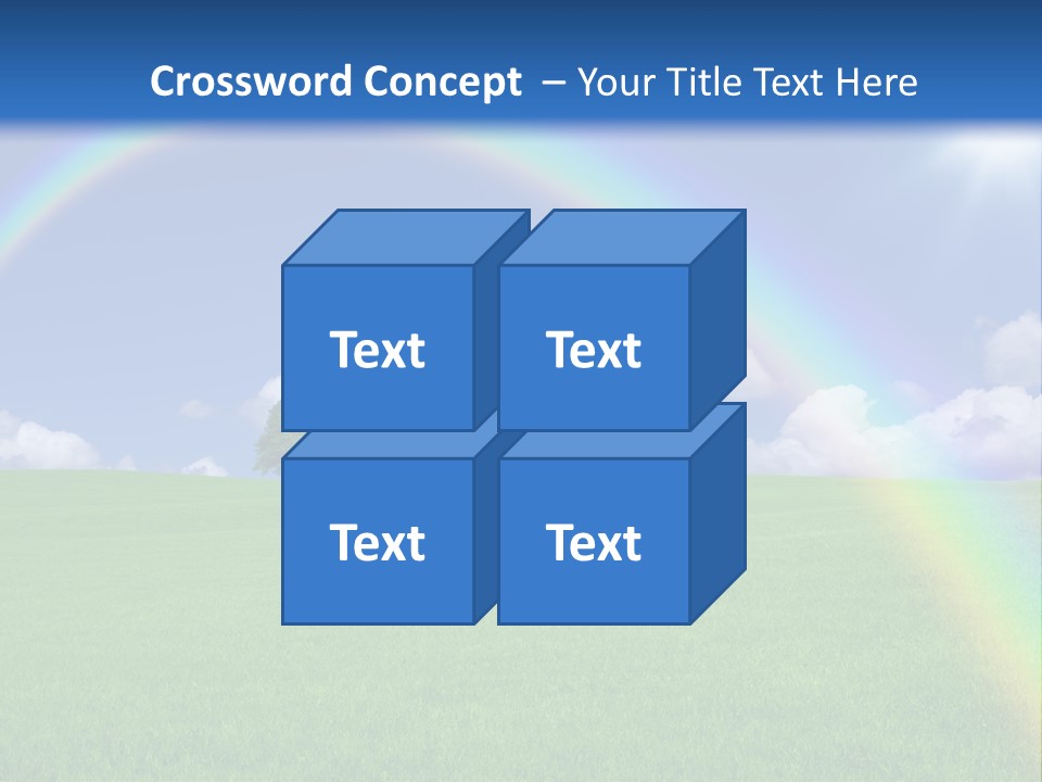 A Green Field With A Rainbow In The Sky PowerPoint Template