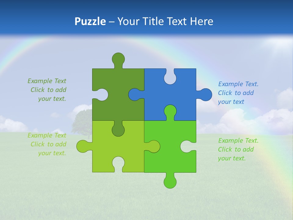 A Green Field With A Rainbow In The Sky PowerPoint Template