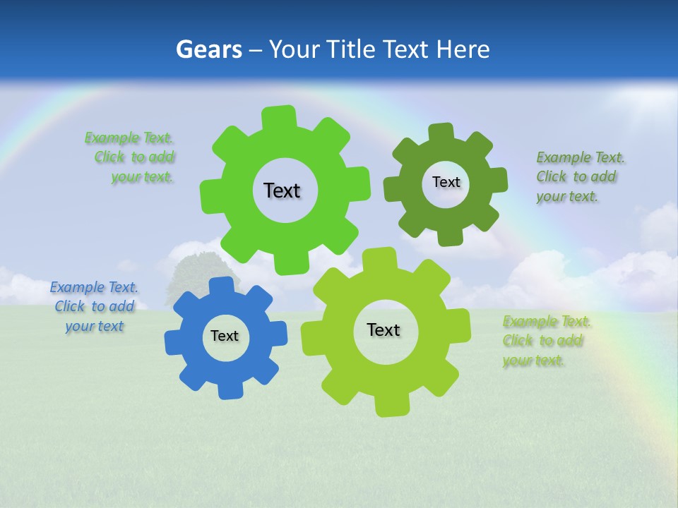A Green Field With A Rainbow In The Sky PowerPoint Template