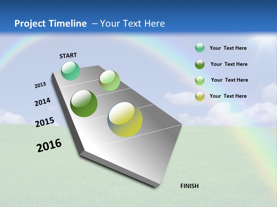 A Green Field With A Rainbow In The Sky PowerPoint Template