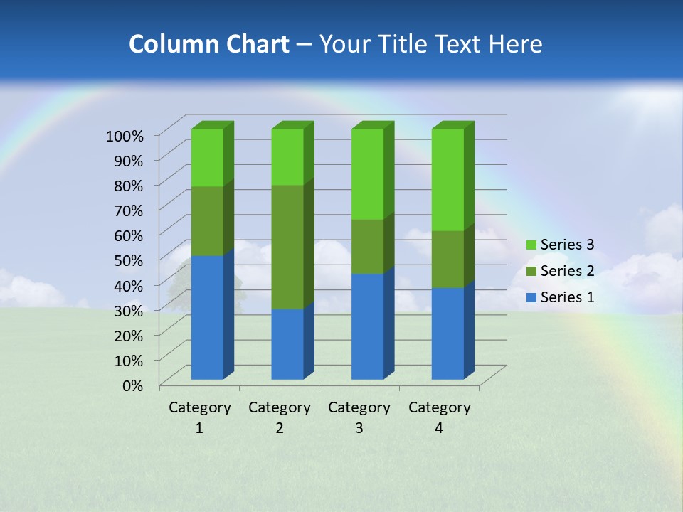 A Green Field With A Rainbow In The Sky PowerPoint Template