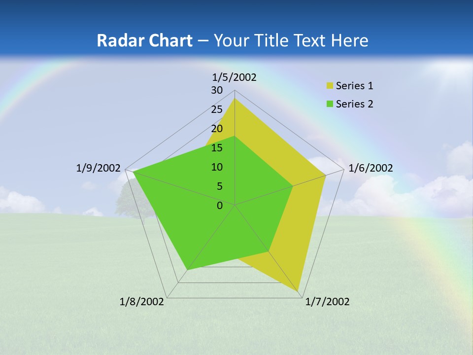 A Green Field With A Rainbow In The Sky PowerPoint Template