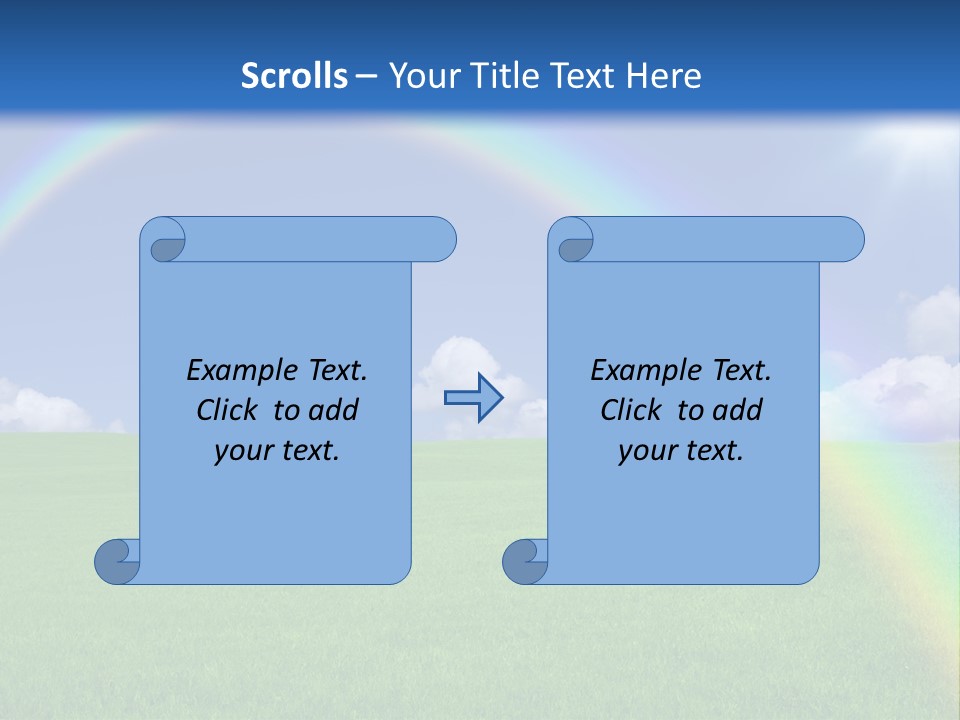 A Green Field With A Rainbow In The Sky PowerPoint Template