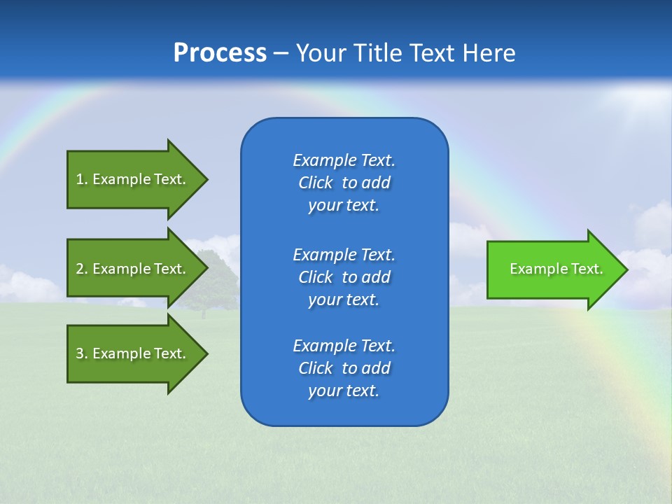 A Green Field With A Rainbow In The Sky PowerPoint Template
