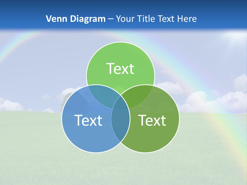 A Green Field With A Rainbow In The Sky PowerPoint Template