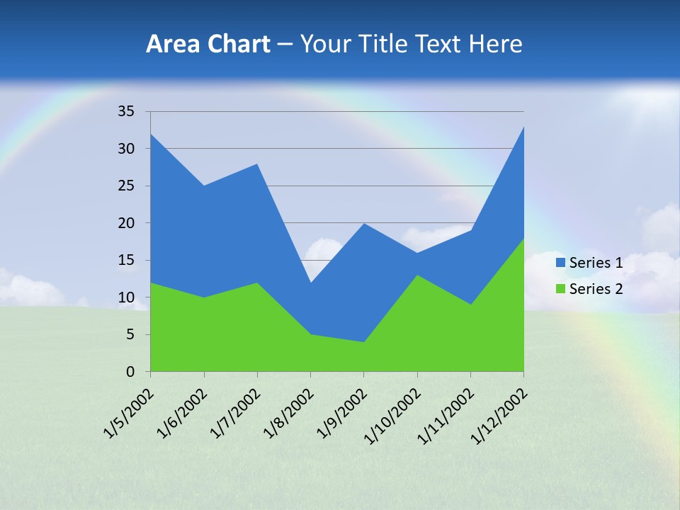 A Green Field With A Rainbow In The Sky PowerPoint Template