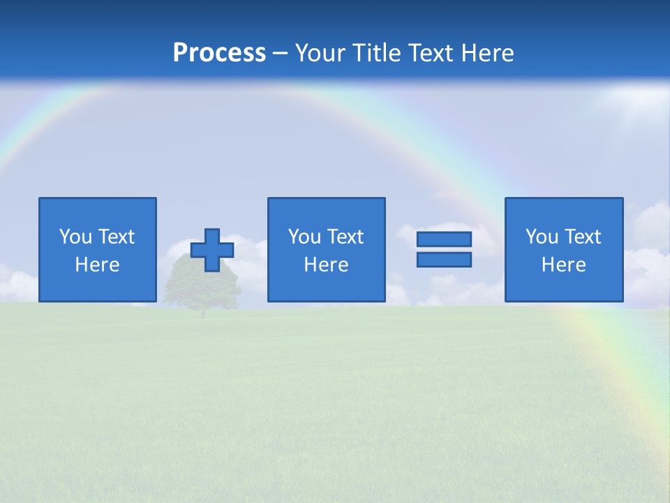 A Green Field With A Rainbow In The Sky PowerPoint Template
