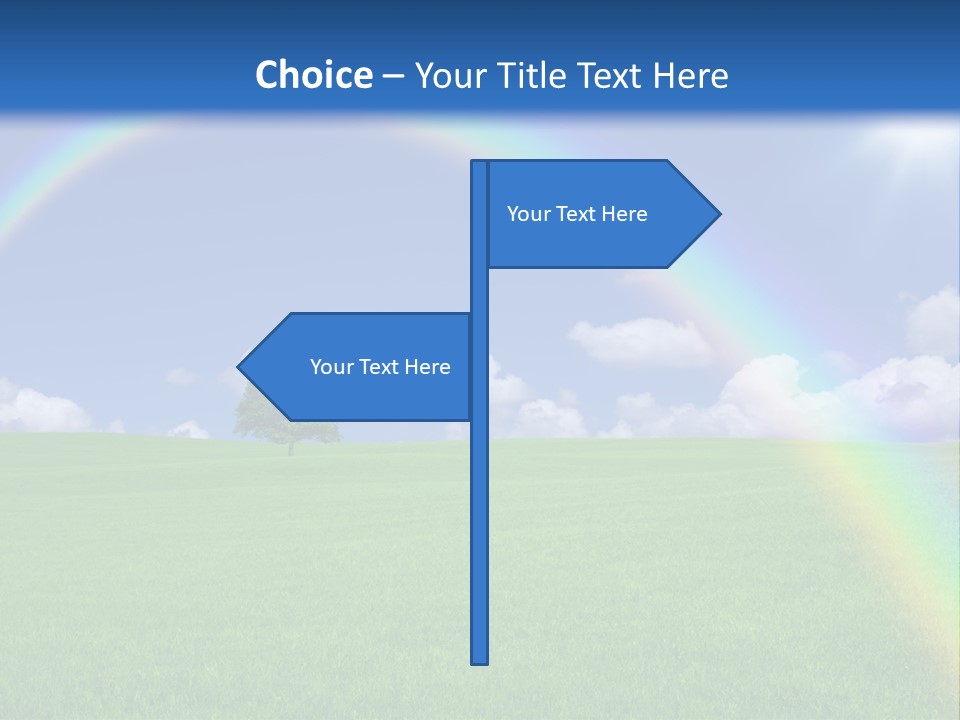 A Green Field With A Rainbow In The Sky PowerPoint Template