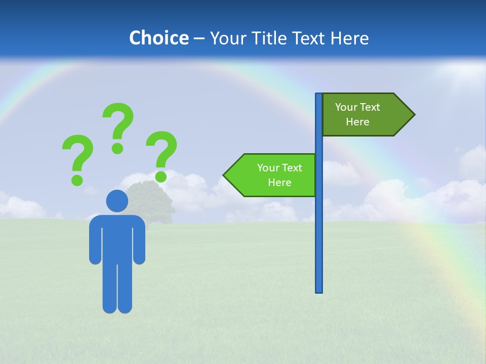 A Green Field With A Rainbow In The Sky PowerPoint Template