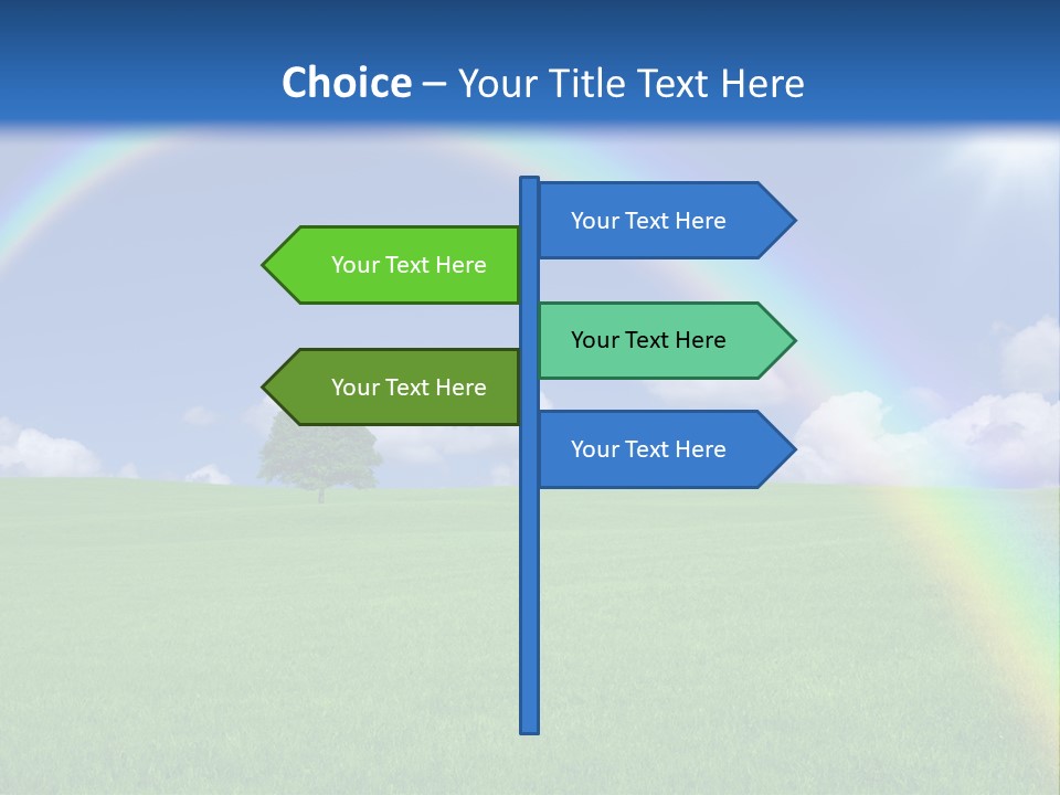 A Green Field With A Rainbow In The Sky PowerPoint Template