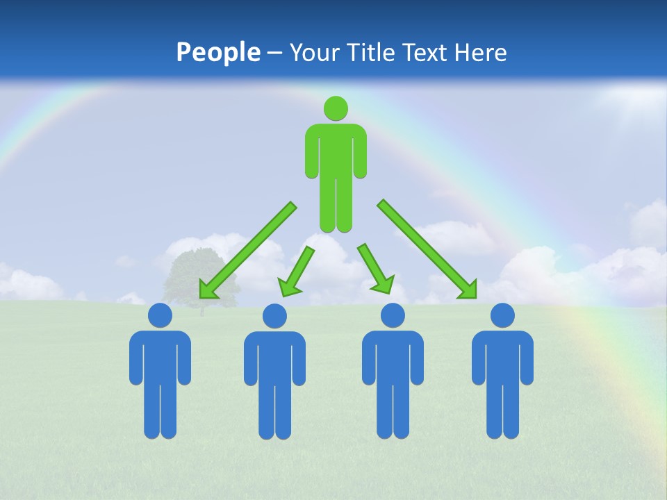 A Green Field With A Rainbow In The Sky PowerPoint Template