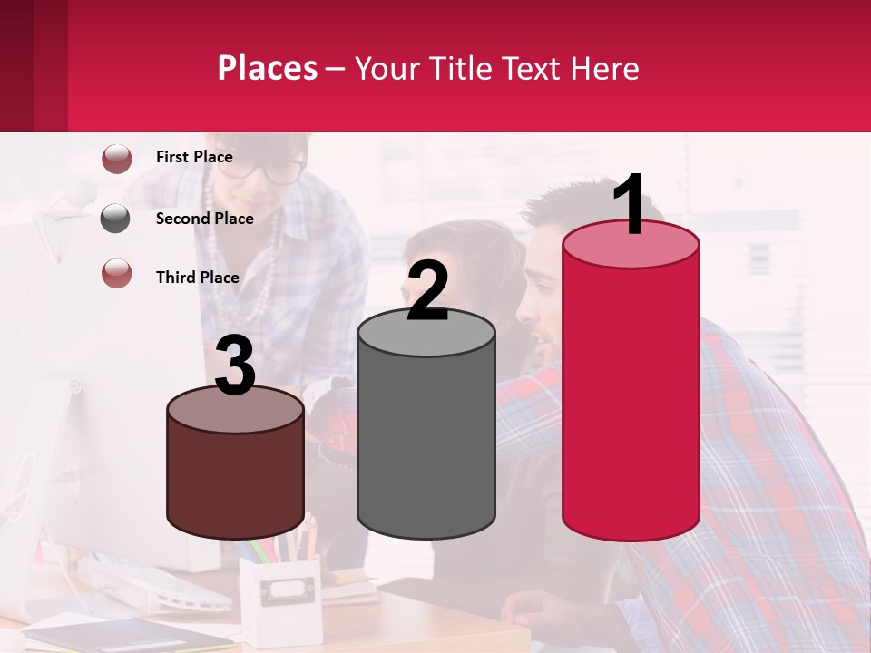 A Group Of People Looking At A Computer Screen PowerPoint Template