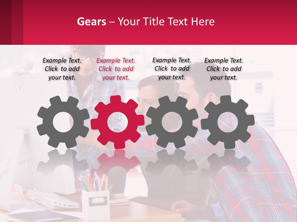 A Group Of People Looking At A Computer Screen PowerPoint Template