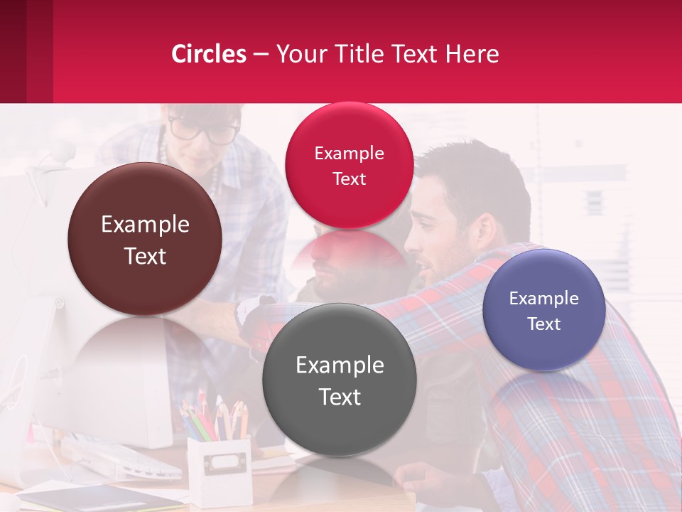 A Group Of People Looking At A Computer Screen PowerPoint Template