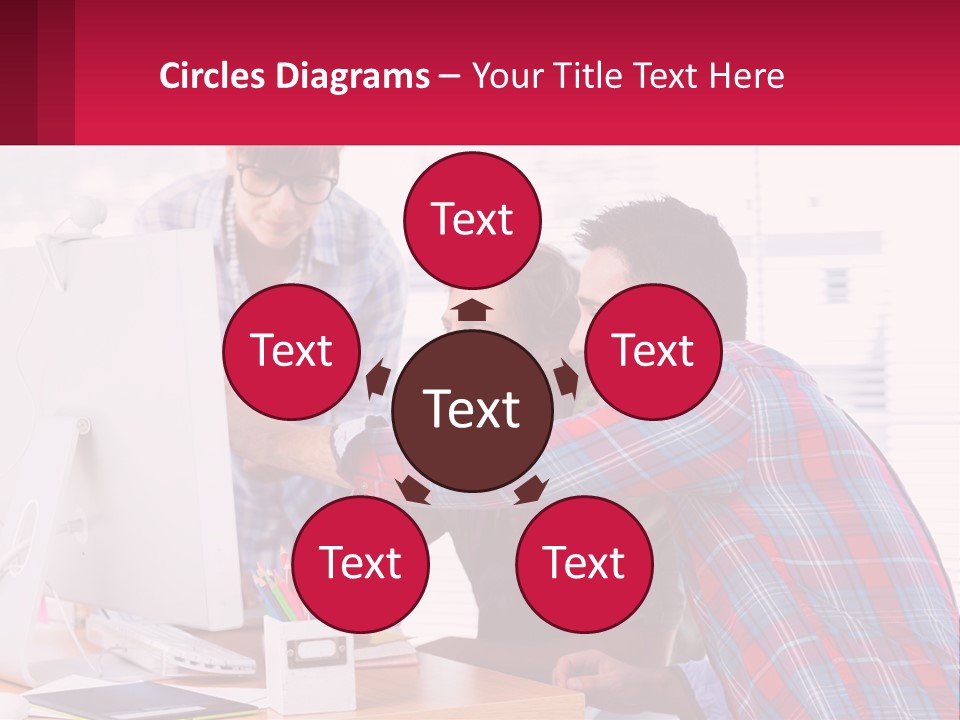 A Group Of People Looking At A Computer Screen PowerPoint Template