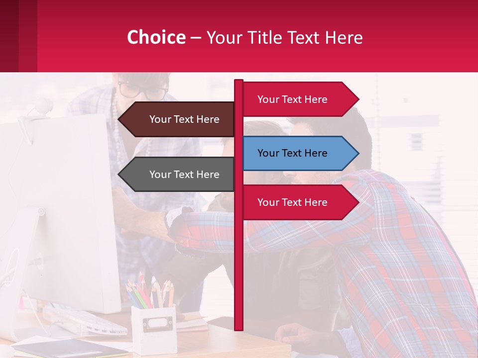 A Group Of People Looking At A Computer Screen PowerPoint Template