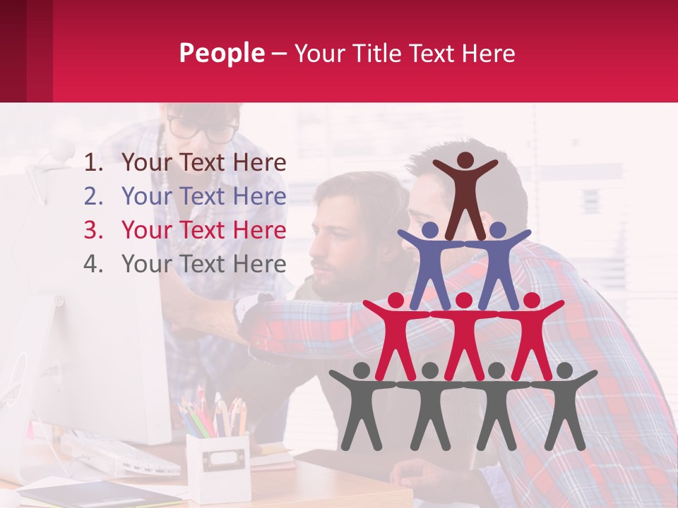 A Group Of People Looking At A Computer Screen PowerPoint Template