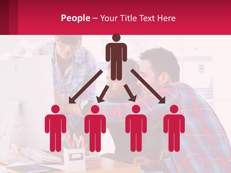 A Group Of People Looking At A Computer Screen PowerPoint Template