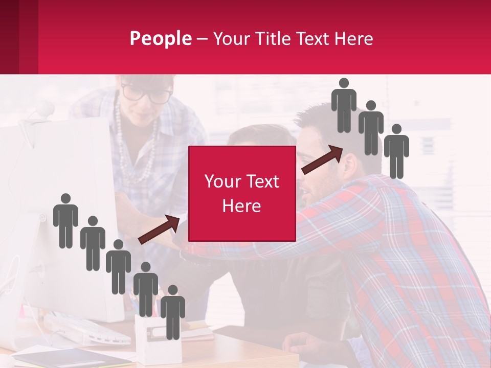 A Group Of People Looking At A Computer Screen PowerPoint Template