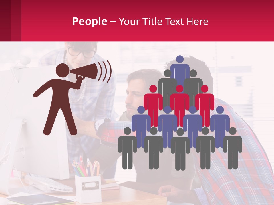 A Group Of People Looking At A Computer Screen PowerPoint Template