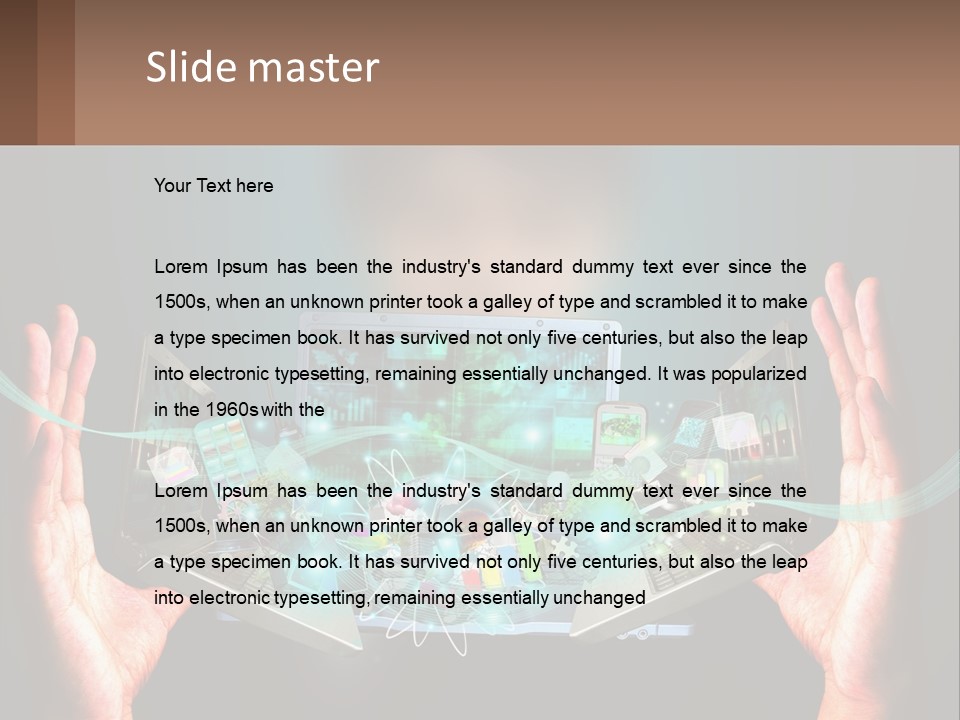 A Person Holding A Laptop In Their Hands PowerPoint Template