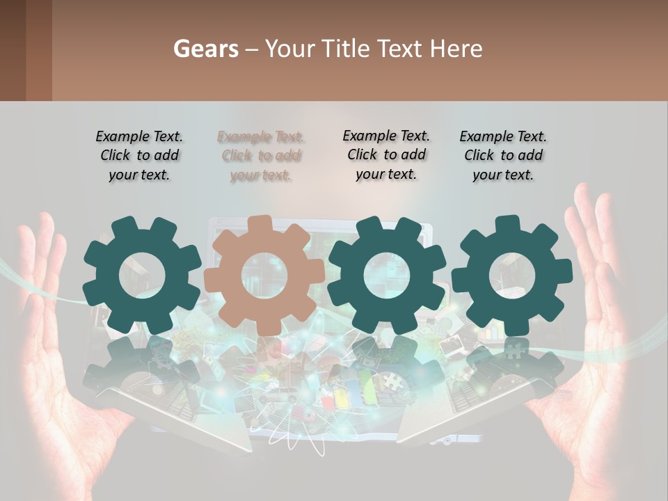 A Person Holding A Laptop In Their Hands PowerPoint Template