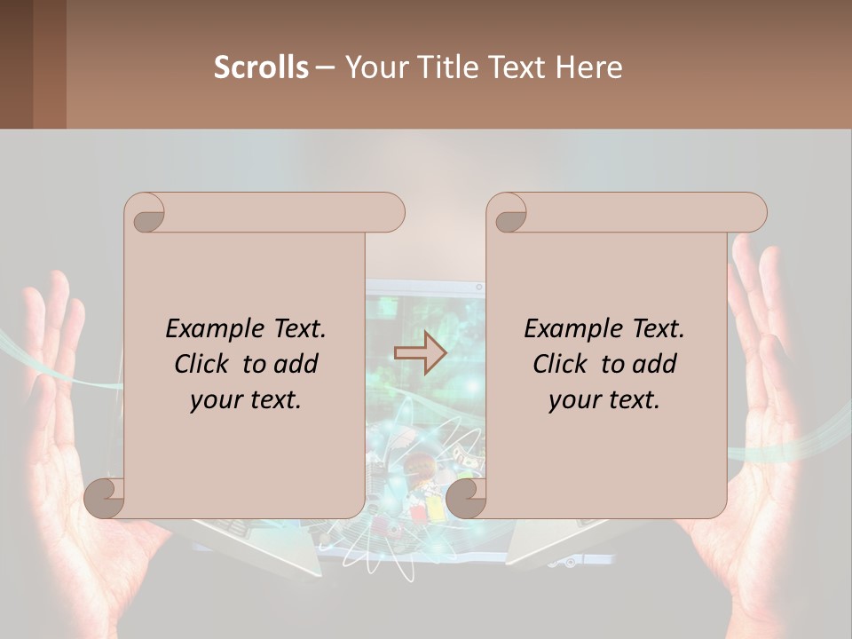 A Person Holding A Laptop In Their Hands PowerPoint Template