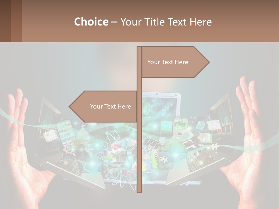 A Person Holding A Laptop In Their Hands PowerPoint Template