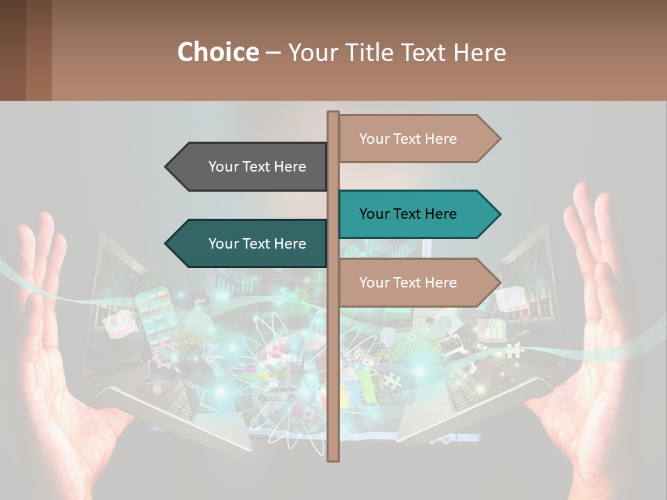 A Person Holding A Laptop In Their Hands PowerPoint Template