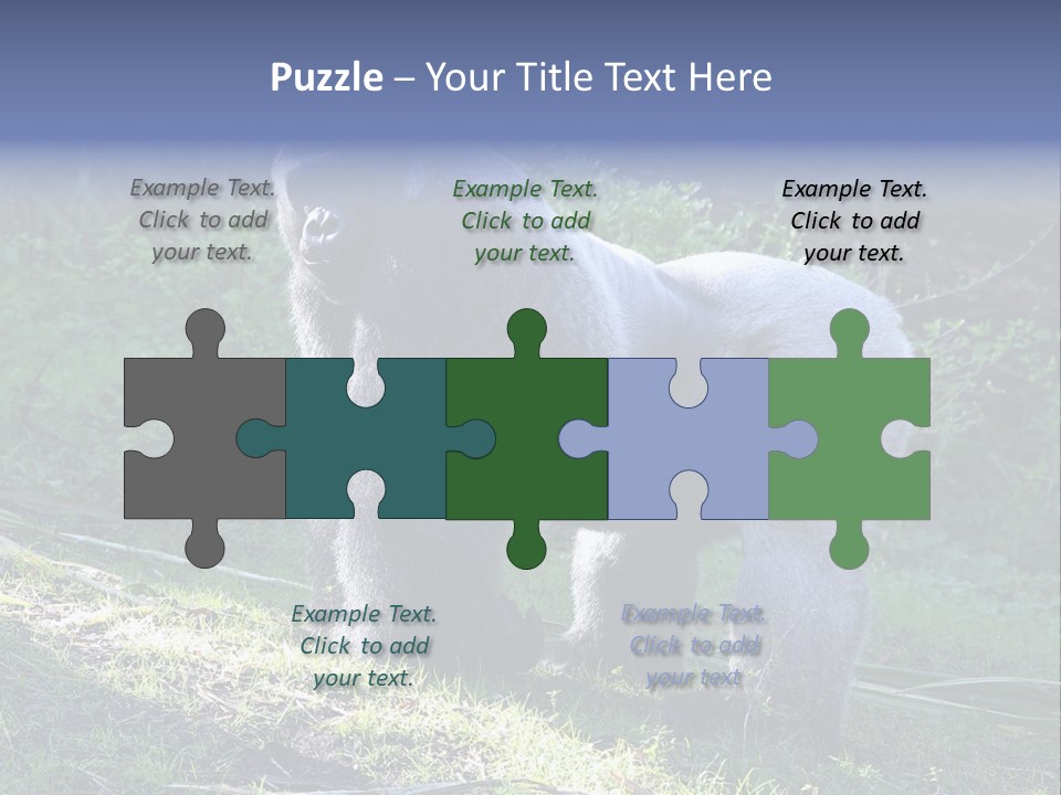 A Gorilla Standing In The Grass With Trees In The Background PowerPoint Template