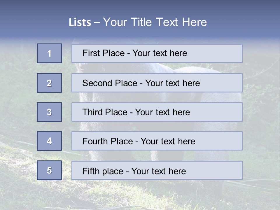 A Gorilla Standing In The Grass With Trees In The Background PowerPoint Template