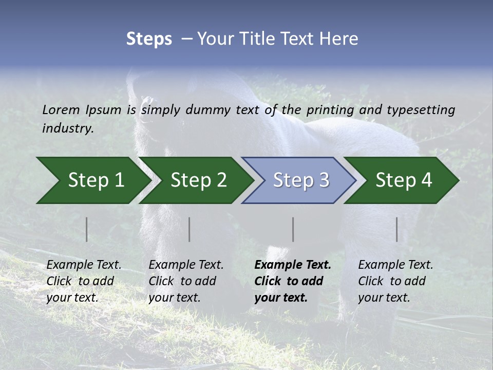 A Gorilla Standing In The Grass With Trees In The Background PowerPoint Template