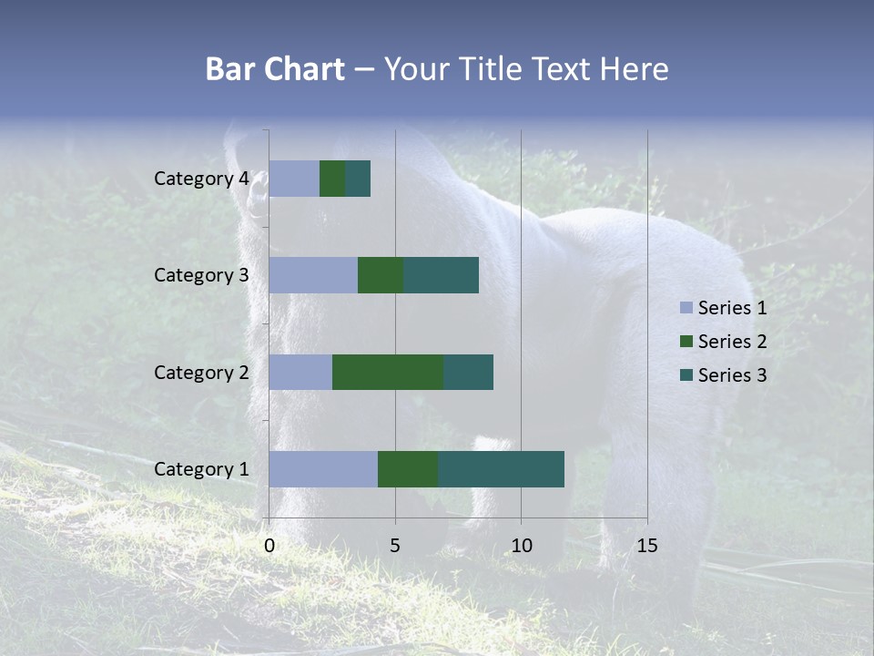 A Gorilla Standing In The Grass With Trees In The Background PowerPoint Template