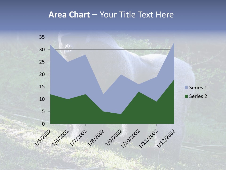 A Gorilla Standing In The Grass With Trees In The Background PowerPoint Template