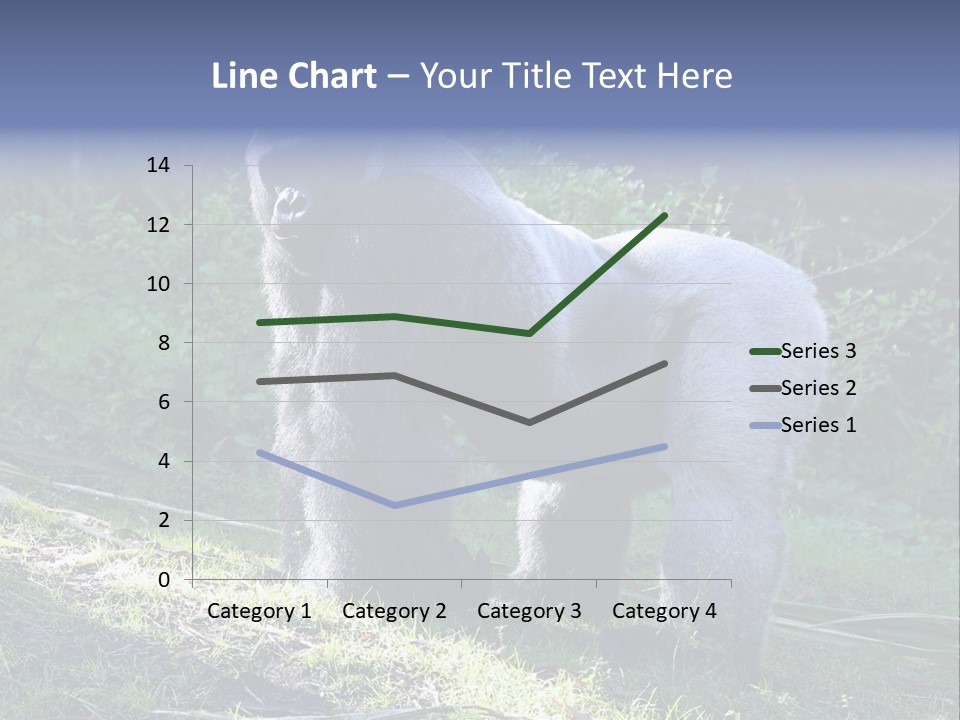 A Gorilla Standing In The Grass With Trees In The Background PowerPoint Template