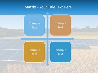 A Group Of Solar Panels In A Field PowerPoint Template