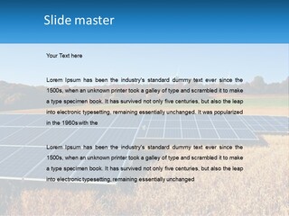A Group Of Solar Panels In A Field PowerPoint Template