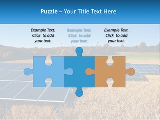 A Group Of Solar Panels In A Field PowerPoint Template
