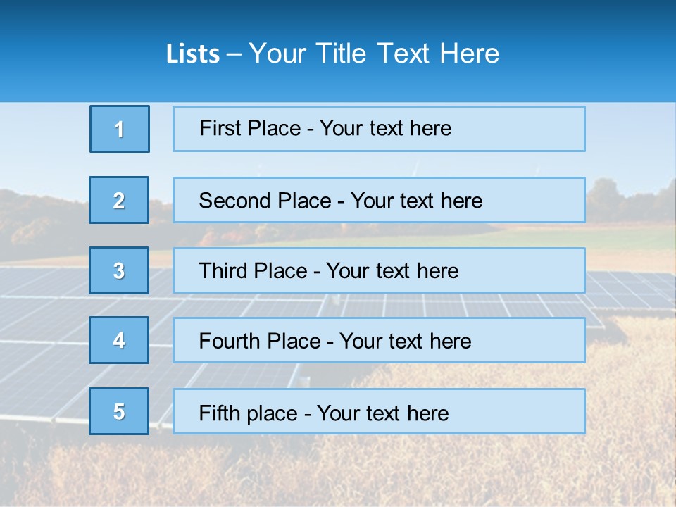 A Group Of Solar Panels In A Field PowerPoint Template