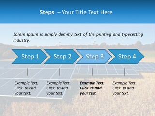 A Group Of Solar Panels In A Field PowerPoint Template