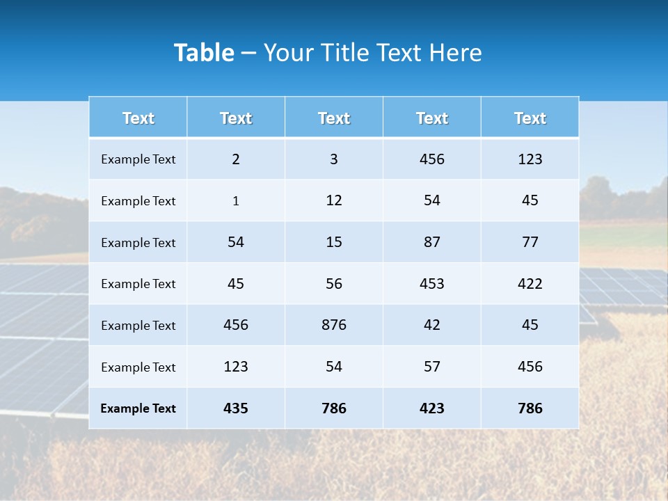 A Group Of Solar Panels In A Field PowerPoint Template